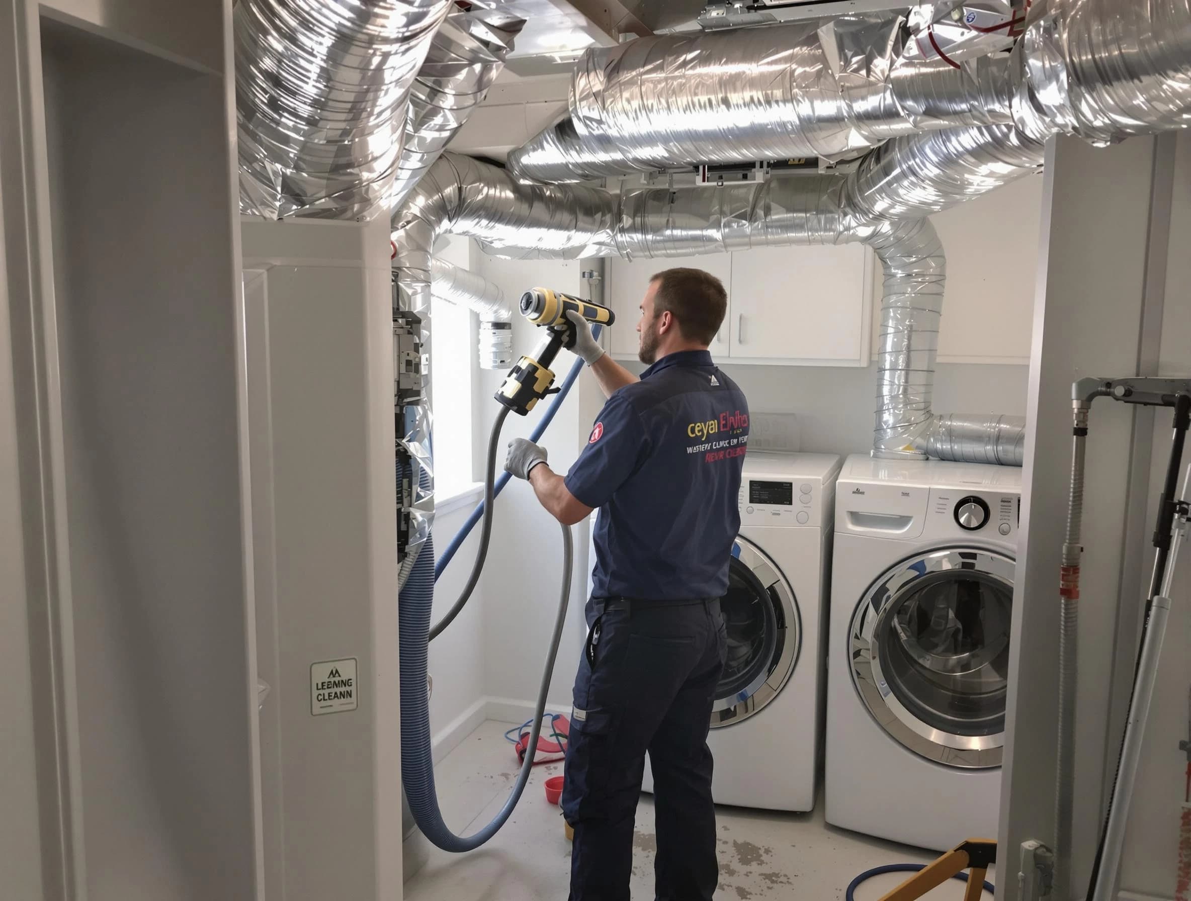 Wilkinsburg Dryer Vent Cleaning specialist using advanced equipment for thorough duct cleaning in Wilkinsburg