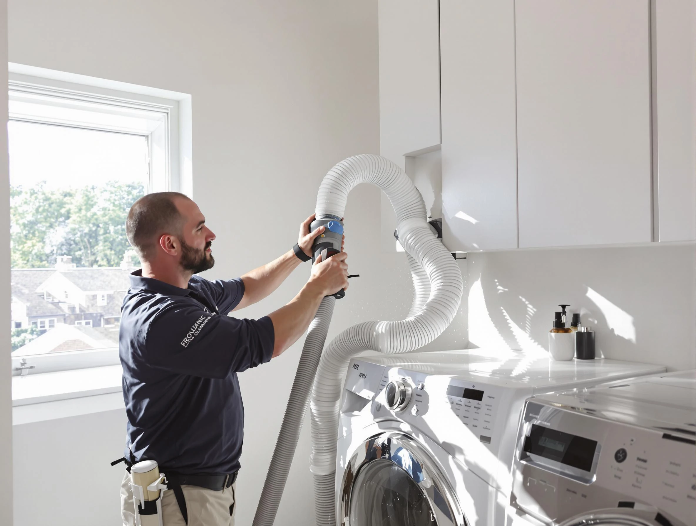 Certified Wilkinsburg Dryer Vent Cleaning technician performing dryer vent cleaning in Wilkinsburg