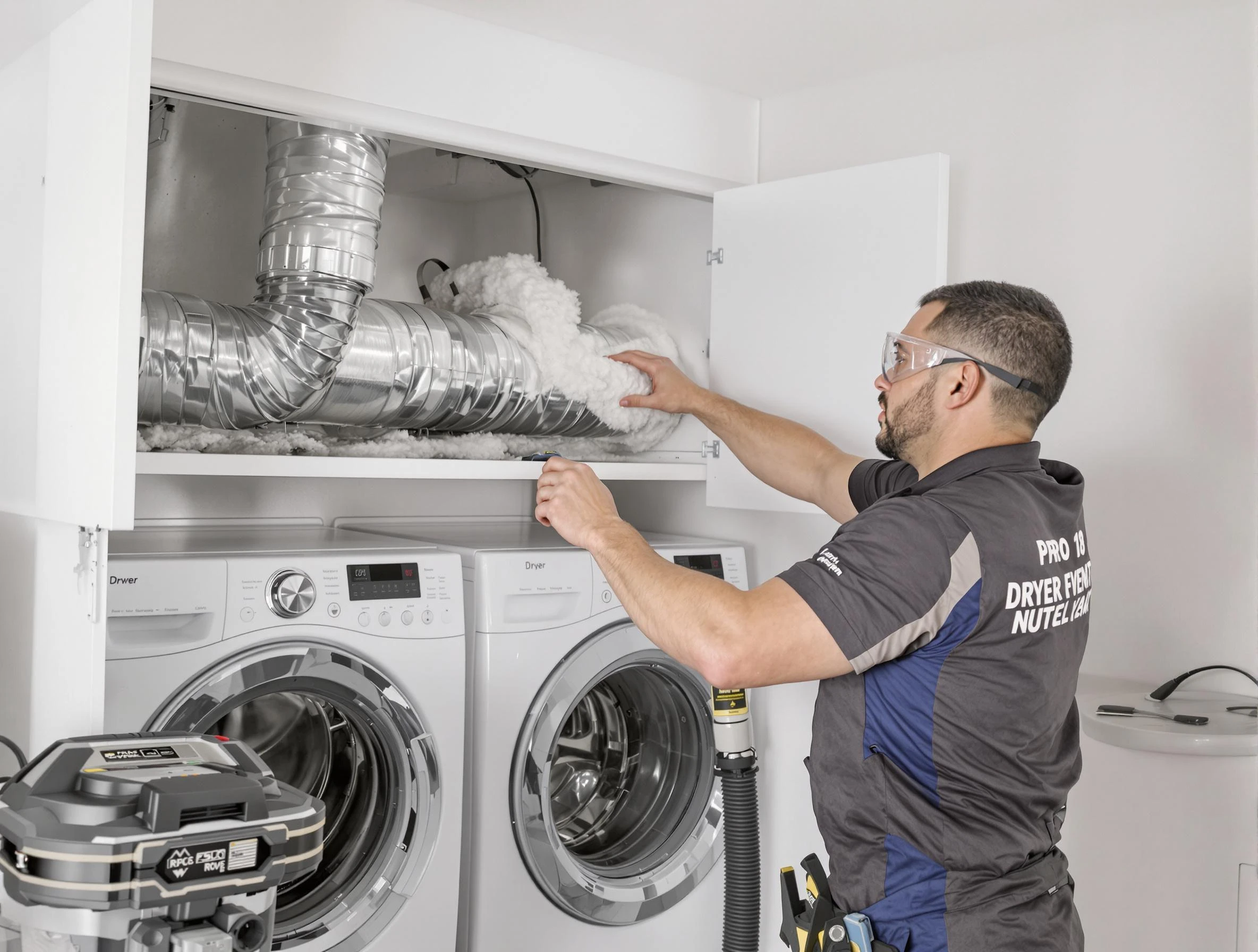 Wilkinsburg Dryer Vent Cleaning certified technician performing specialized gas dryer vent cleaning in Wilkinsburg