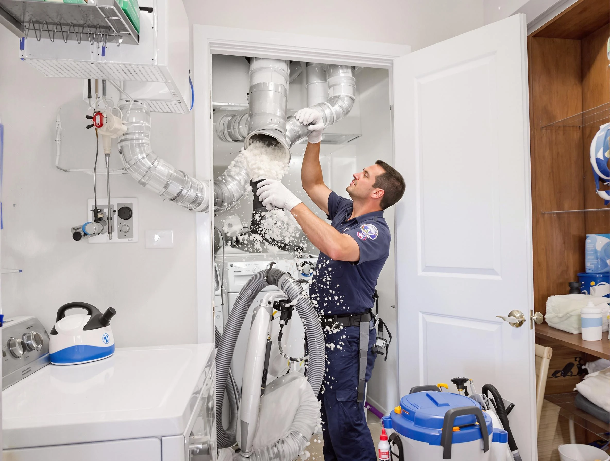 Wilkinsburg Dryer Vent Cleaning technician delivering thorough residential dryer vent cleaning service in Wilkinsburg